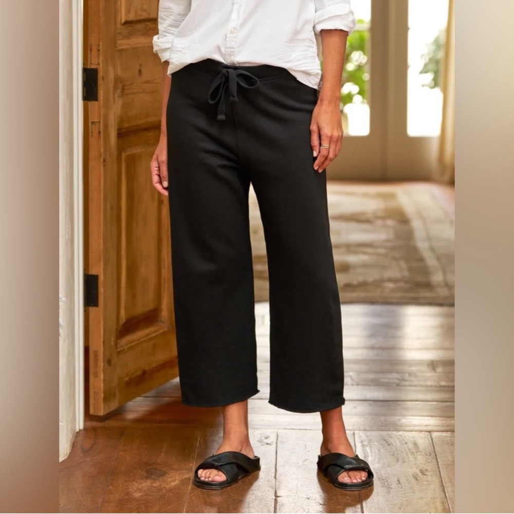 Frank & Eileen Catherine Favorite Sweatpants Womens Large Black Cropped Cotton